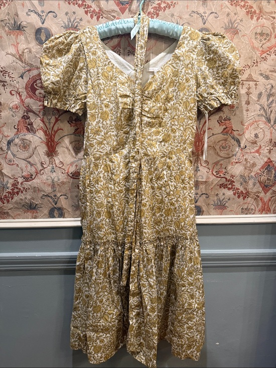ANTONIO MELANI Dresses & Skirts - ANTONIO MELANI Yellow Floral Puff-Sleeve Midi Dress